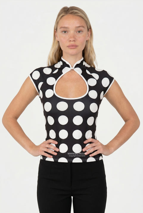 Polka Dot Keyhole Halter Top