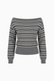 Multicolor Striped Off-the-Shoulder Knit Sweater