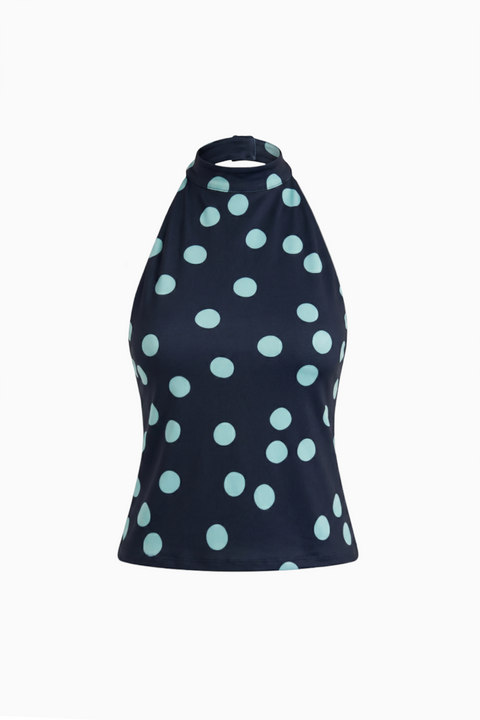 Navy Polka Dot Halter Top