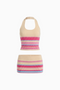 Ribbed Knit Striped Halter Top and Mini Skirt Set