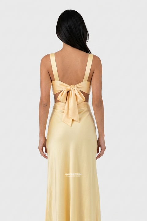 Elegant Plunge Neckline Cut-Out Gown Dress