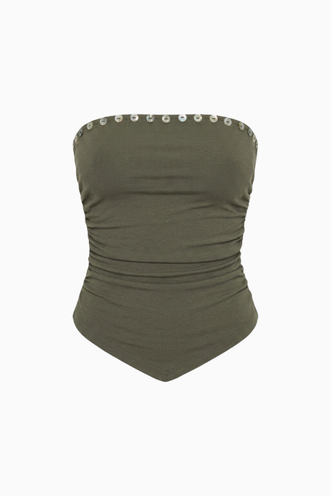 Khaki Fitted Sleeveless Top