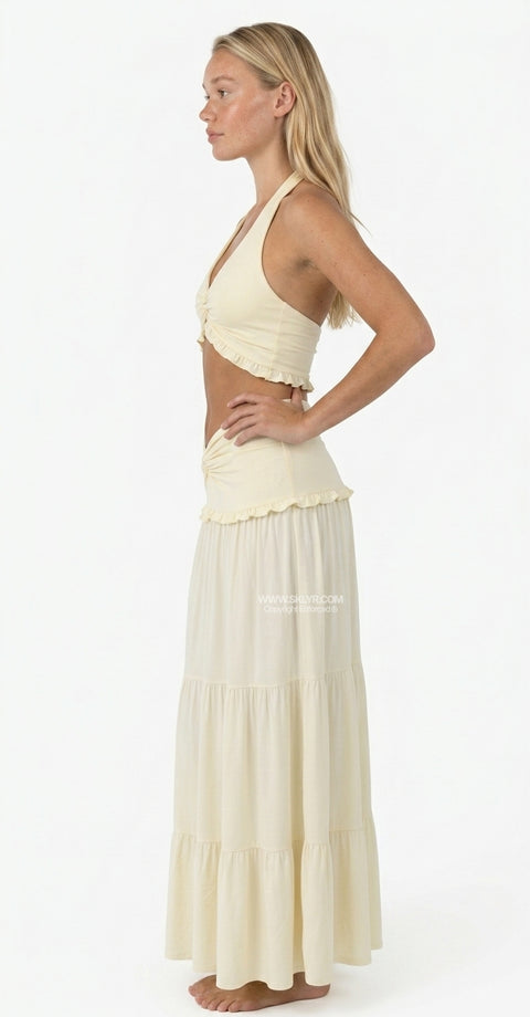White Lace Halter & Wide-Leg Set