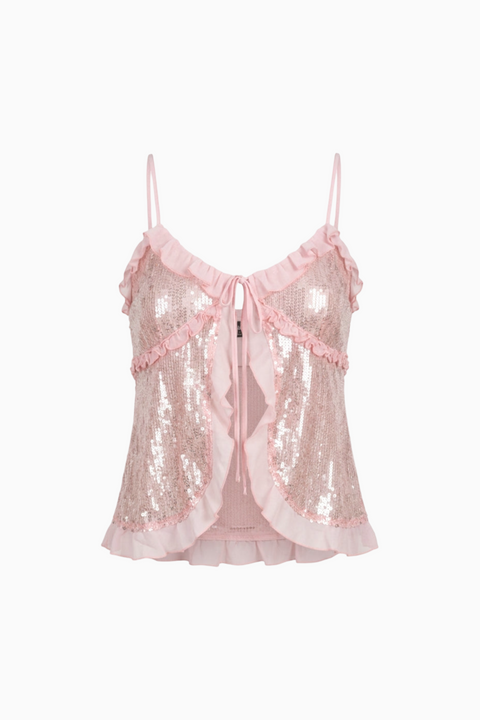 Pink Satin Spaghetti Strap Top
