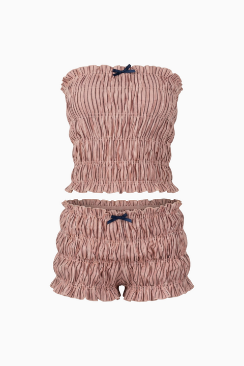 Stripe Smocked Tube Top & Shorts Set