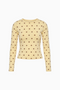 Polka Dot Print Crewneck Long Sleeve Top