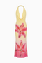 Ombre Lily Print Halter Dress