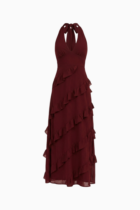Blush Satin Bias-Cut Maxi Dress