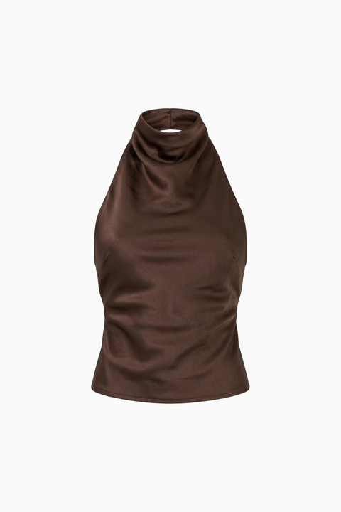 Brown Fitted Sleeveless Top