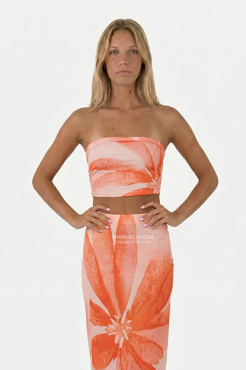 Orange Floral Fitted Set