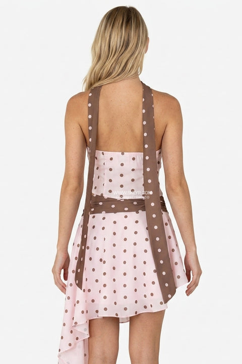 Polka Dot Asymmetrical Skirt Set
