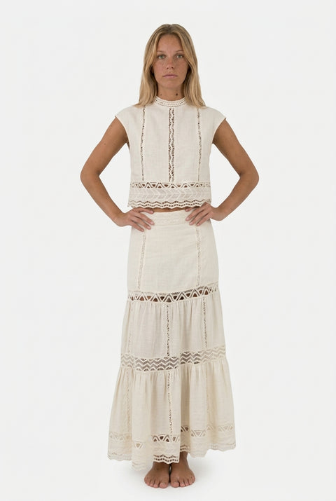Ivory Tiered Ruffle Two-Piece Set