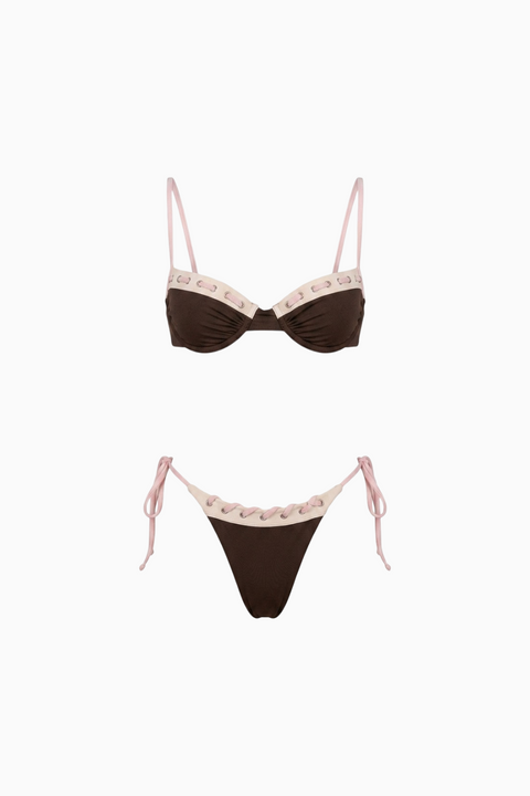 Brown Corset-Style Bikini