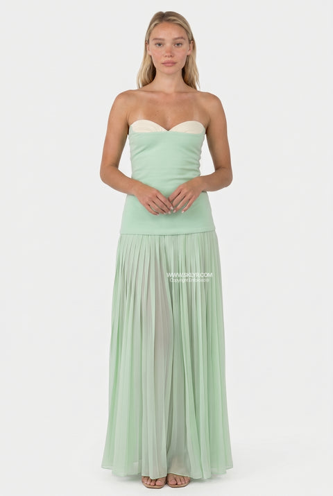 Mint Satin Sleek Gown Dress