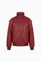 Oversized Crimson Contrast-Stitch Bomber Jacket
