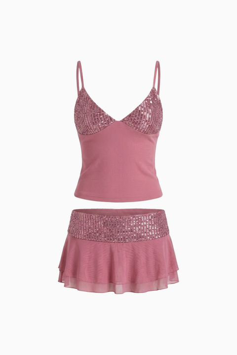 Pink Sequin Embellished Mini Set