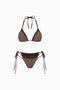 Retro Chic Brown Plaid Contrast-Trim Bikini