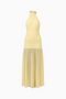 Yellow Open-Back Halter Maxi