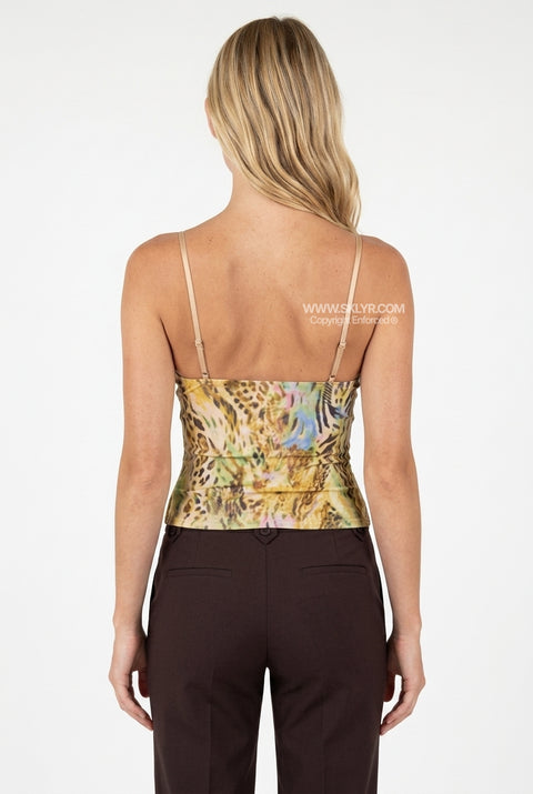 Tropical Print Ruched Bust Top