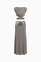 Taupe Top & Midi Skirt Set
