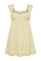 Pale Yellow Eyelet Ruffle Strap Babydoll Mini Dress