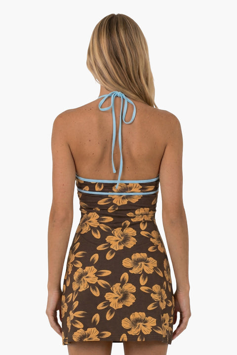 Floral Printed V-Neck Beach Mini Dress
