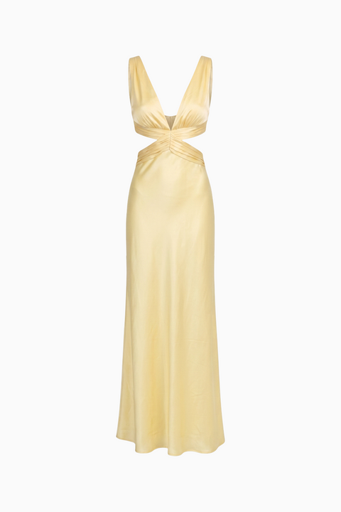 Elegant Plunge Neckline Cut-Out Gown Dress