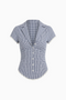 Blue Gingham Short Sleeve Button Top