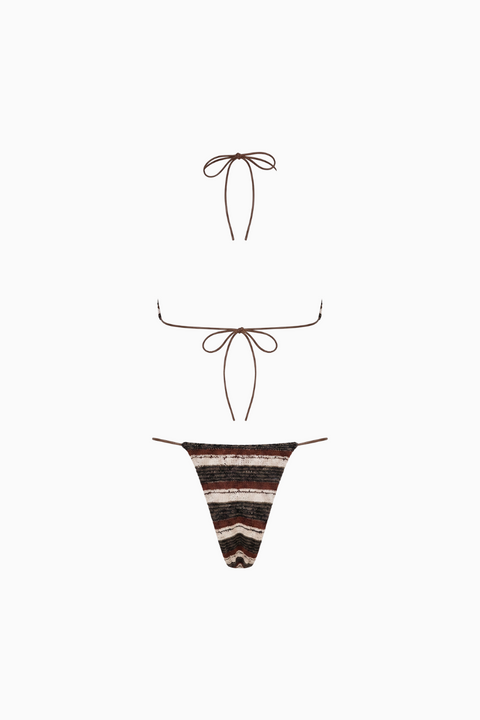 Striped Textured Knit 4-Piece Bikini