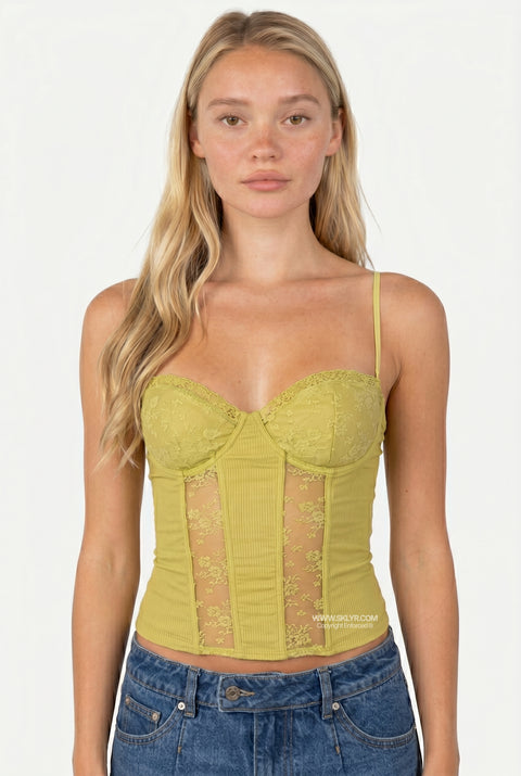 Lime Green Lace Crop Top