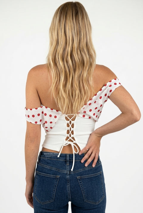 Neutral Dot Fitted Top