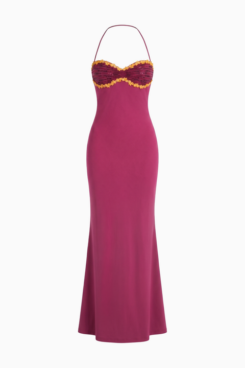 Magenta Halter Maxi Dress
