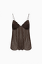 Brown Pleat-Front Fitted Top