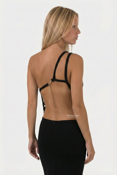 Black & White Polka Dot One-Shoulder Top