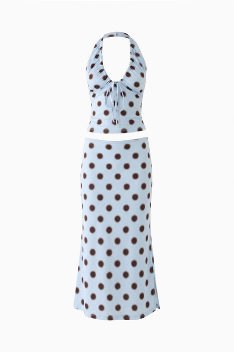 Blue Polka Dot Halter Set