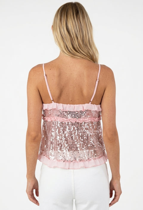 Pink Satin Spaghetti Strap Top