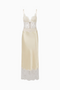 Ivory Lace-Trim Slip Maxi Dress
