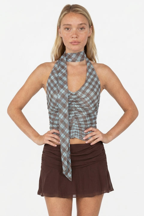 Brown Gingham Halter Top