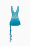 Turquoise Lace Ruffle Two-Piece Set