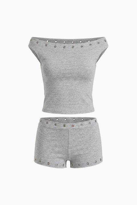 Heather Off-the-Shoulder Grommet Set