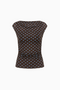 Draped Cowl Neck Polka Dot Top