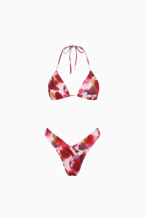 Pink Watercolor Print Triangle Bikini