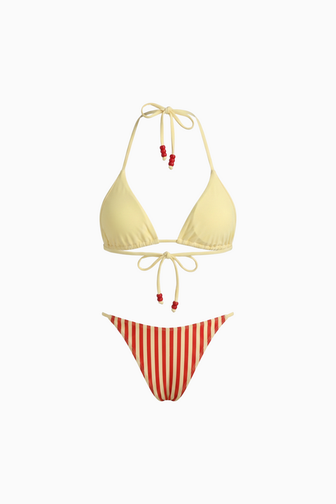 Yellow & Red Mixed Print Bikin