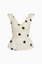 Cream Polka Dot Ruched Peplum Top