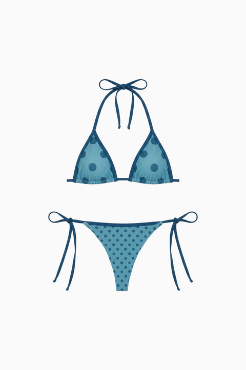 Teal Large DotTop & Bottoms Bikini