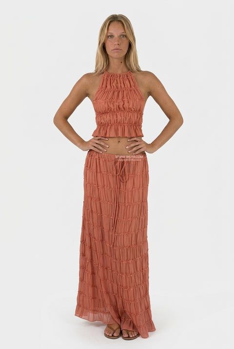 Peach Halter Top & Skirt Set