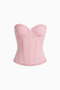 Pink Floral Satin Bustier Top