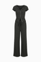 Charcoal Striped Button-Down Loungewear Set
