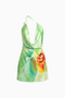 Green Allover Floral Mini Dress