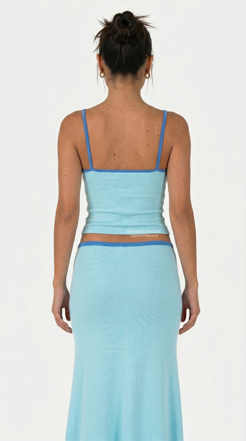 Sky Blue Two-Piece Maxi Skirt Set